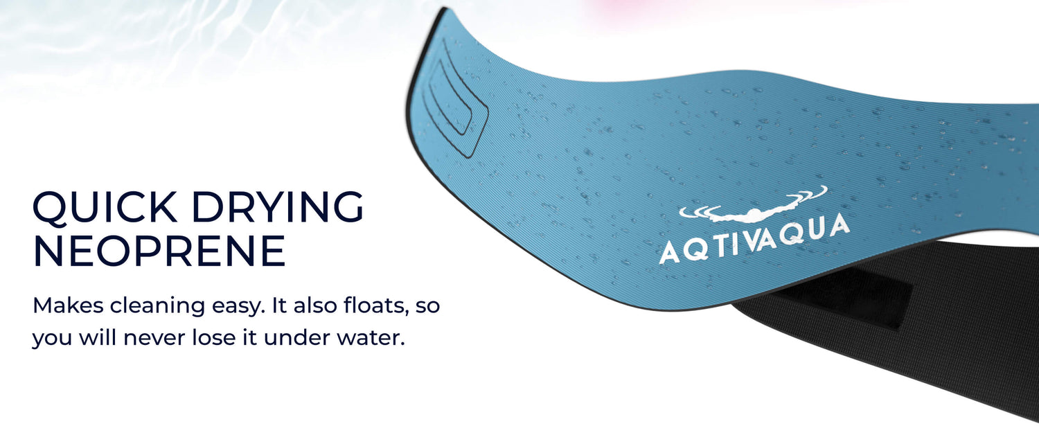 AQTIVAQUA Headband – soft and stretchable neoprene material with protective layers for added durability and comfort. Perfect for all head sizes and hair types.