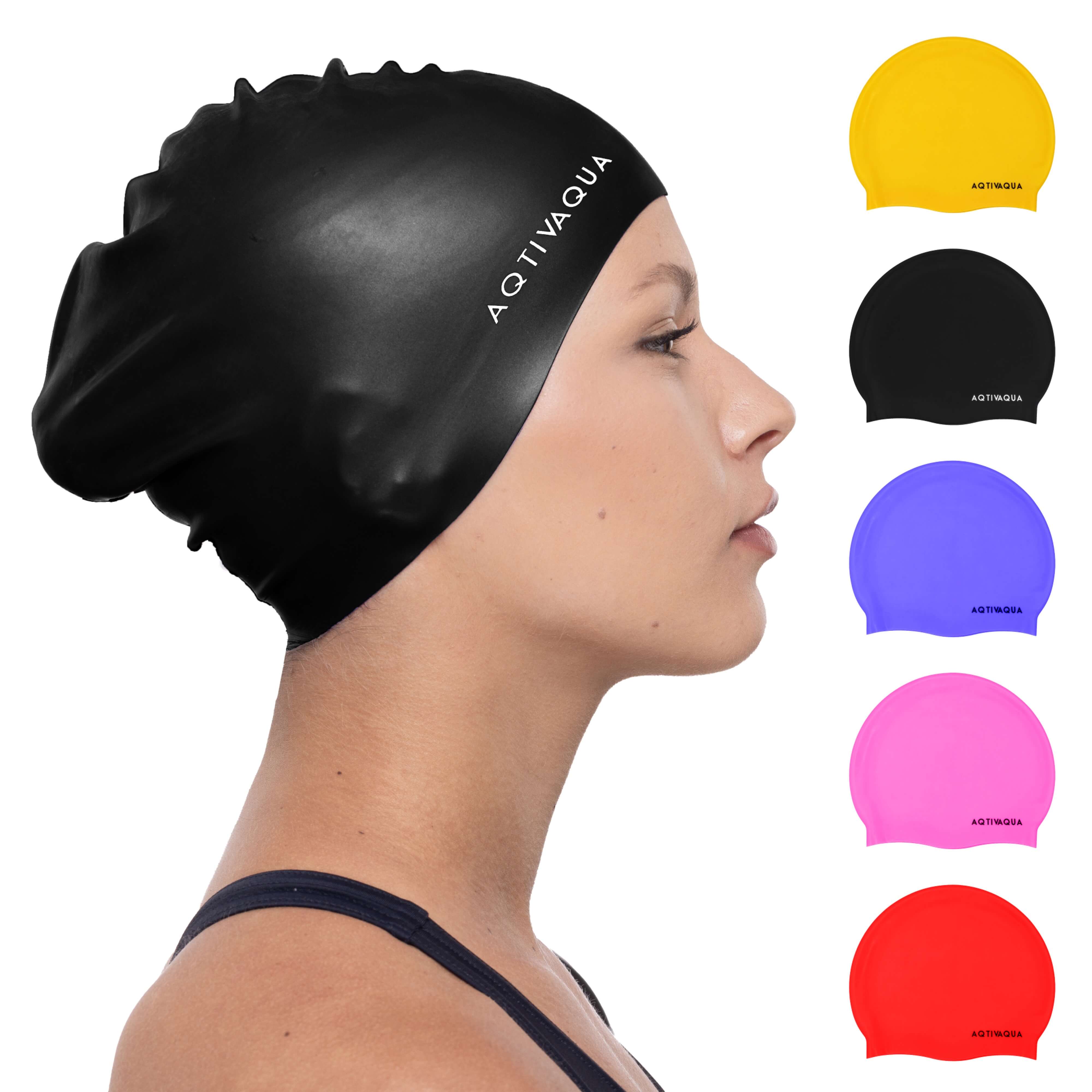 AQTIVAQUA Silicone Swim Cap Waterproof Comfortable Swimming Cap AqtivAqua